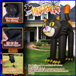 10.5Ft Giant Inflatable Halloween Black Cat LED Lights For Outdoor Yard Decor