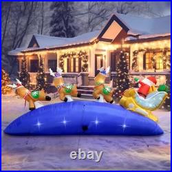10 Foot Long Christmas Inflatable Outdoor Santa Sleigh and Reindeer Decoratio