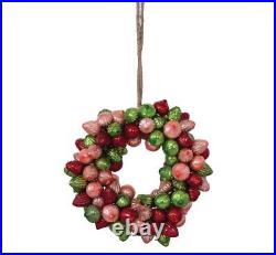 10 Mercury Glass RedGrn Finial Onion Ornament Wreath Retro Vntg Christmas Decor
