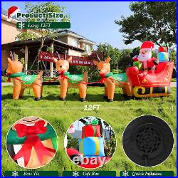 12FT Lighted Christmas Inflatables Outdoor Decorations, Santa Claus on Sleigh