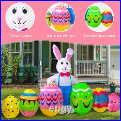 12Ft Bunny and Egg Stand in a Row Easter Outdoor Inflatable Decoration with Buil