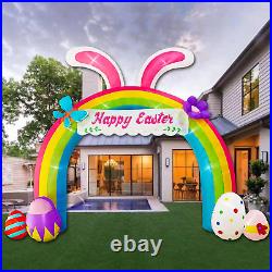 12Ft Eeaster Inflatable Archway Decors with Built-In LED Easter Bunny Easter Egg