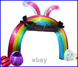 12Ft Eeaster Inflatable Archway Decors with Built-In LED Easter Bunny Easter Egg