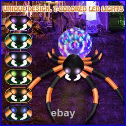 12Ft Halloween Inflatables Spider with 7-Colors Changing LED Lights, Halloween D