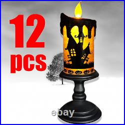 12PCS Halloween Candle Lamp LED Light Table Home Party Bat Pumpkins Spiders Cool
