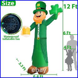 12 Ft St. Patrick'S Day Inflatable Outdoor Decoration Blow up Leprechaun Hold Sh