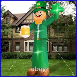 12 Ft St. Patrick'S Day Inflatable Outdoor Decoration Blow up Leprechaun Hold Sh