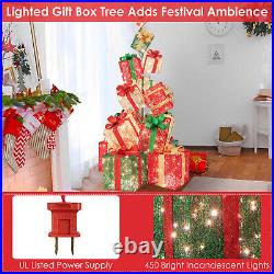 15 Stacked Pre-Lit Gift Box Tower 67 Lighted Present Decoration with 450 Lights