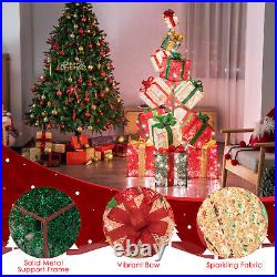 15 Stacked Pre-Lit Gift Box Tower 67 Lighted Present Decoration with 450 Lights