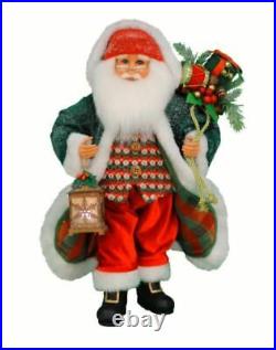 17 Karen Didion Lighted Snowy Santa Gifts Lantern Fig Doll Christmas Decor