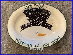 1999 Expressly Yours Jack Frost Nipping At My Toes Snowman 16.5 Bowl Xmas Euc