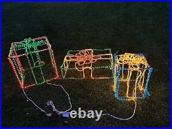 2005 Rope Light Christmas Presents Set Of 3. Metal Frames Indoor/outdoor Use