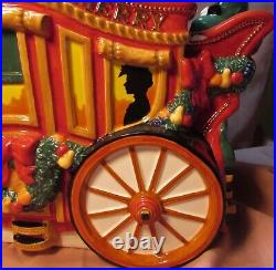 2008 Department 56 Porcelain Thanksgiving Carriage Bowl, 13 Long, Used Vg