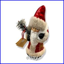$275 Ino Schaller Holiday Red Gold Star Santa With Christmas Tree Doll Figurine