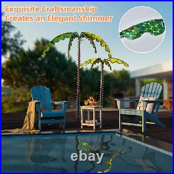 2PCS 5 FT & 7 FT Tropical LED Rope Light Palm Trees Artificial Yard Decor