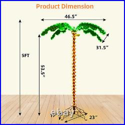 2PCS 5 FT & 7 FT Tropical LED Rope Light Palm Trees Pre-Lit Artificial Decor