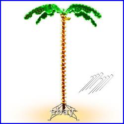 2PCS 5 FT & 7 FT Tropical LED Rope Light Palm Trees Pre-Lit Artificial Decor