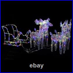 2/4 Piece Lighted Christmas Deer Reindeer with Sleigh Xmas Outdoor Decorations