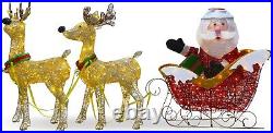 34 Prelit Christmas Santa Sleigh Reindeer Strung Light Multi Color Artificial