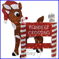 36 LED Lighted Rudolph Reindeer Crossing Outdoor Christmas Sign Decoration