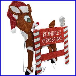 36 LED Lighted Rudolph Reindeer Crossing Outdoor Christmas Sign Decoration