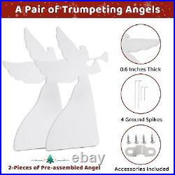 3FT Set of 2 Christmas Angel Yard Decorations Weather-Resistant PVC 4 Stakes