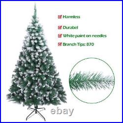 3/6/7Ft Artificial Christmas Tree Snow Flocked Pine Cone Holiday Xmas Outdoor
