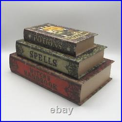 3 Halloween Witch's Handbook Spells & Potions Retro Style Faux Books Stash Boxes