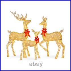 3-Piece Large Lighted Christmas Deer Family Set 5Ft Outd