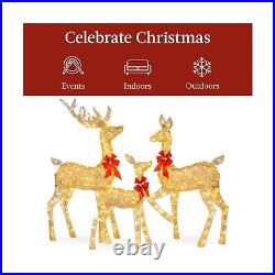 3-Piece Large Lighted Christmas Deer Family Set 5Ft Outd