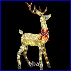 3-Piece Pre-Lit 2D Christmas Reindeer Family, Lighted Glitter Christmas Deer Fam