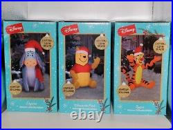 3 Pk Gemmy 3.5 Ft Winnie the Pooh, Tigger, Eeyore Airblown Christmas Inflatables