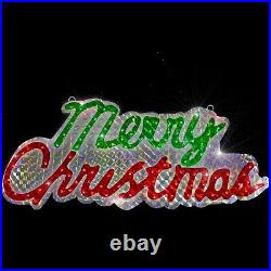 45.5-Inch Lighted Holographic Merry Christmas Sign Outdoor Decoration