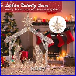 4Ft 80 LED Holy Family Lighted Nativity Scene Yard Outdoor Christmas Decoration