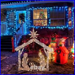 4Ft 80 LED Holy Family Lighted Nativity Scene Yard Outdoor Christmas Decoration
