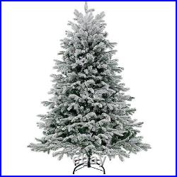 4.5 FT Pre-Lit Christmas Tree Snow Flocked Hinged Xmas Decoration with 200 Lights