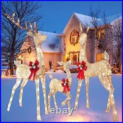 4.6FT Outdoor Lighted Christmas Decorations Deer Family, 3-Piece Lighted