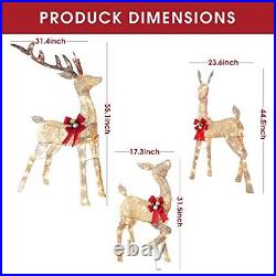 4.6FT Outdoor Lighted Christmas Decorations Deer Family, 3-Piece Lighted