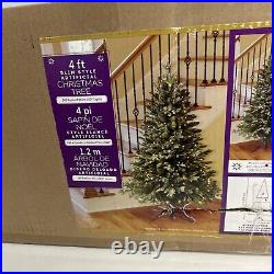4 Foot Slim Style Artificial Christmas Tree 340 Radiant Micro LED Lights OPEN Bo