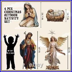 4 Pcs Christmas Outdoor Nativity Set 4 Ft Large Religious Christmas Yard