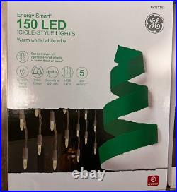 4 boxes GE ENERGY SMART 150 CT LED warm white ICICLE LIGHTS WHITE WIRE wedding