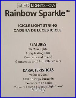 4x Gemmy 70 ct LED Rainbow Sparkle Multicolor Christmas Icicle Light Show String