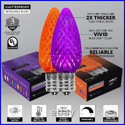 50 C9 OptiCore LED Halloween String Lights Purple Orange Green, Black Wire 50ft