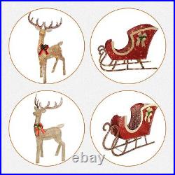 57 Christmas Deer Sleigh Set Lighted up Decoration for Indoor Outdoor/Yard/G