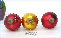 5Vintage Look 3Pc Yellow & Red Cluster of Grapes Glass Kugel Christmas Ornament