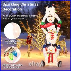 5.6' Pre-Lit Stacked Snowmen Christmas Decoration with LED Lights Xmas Display