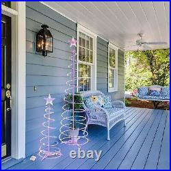 5 Ft Christmas LED Spiral Tree Light Multicolor Holiday New Year Battery 5 Packs