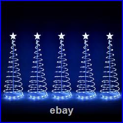 5 Ft LED Spiral Tree Light Cool White 182 LEDs USB Powered Christmas 5 Pack