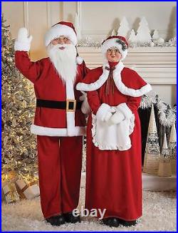 5-PC Life-Size Standing Christmas Props Mr. & Mrs. Santa Claus W 3 Holiday Elves