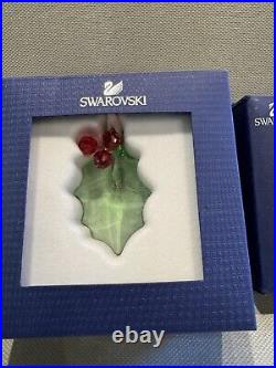 5 Swarovski Mini Crystal Ornaments Holly, Tree, Candy Cane, Poinsettia, Cookie